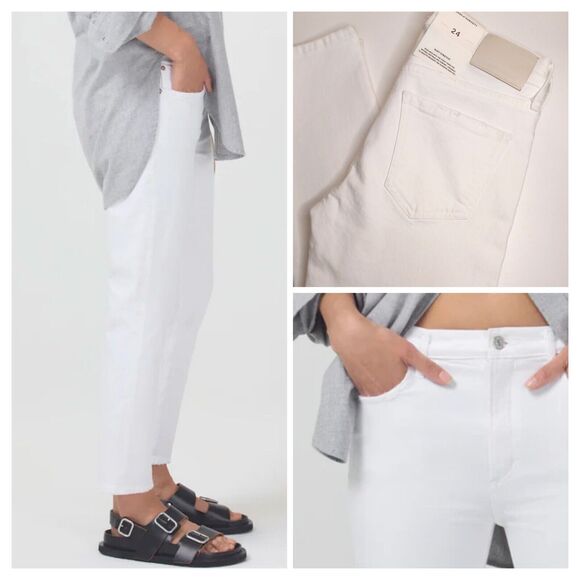 NWT Citizens Of Humanity Sz 24 White Ella Mid Rise Slim Crop Jeans Soft Stretch - Picture 1 of 16